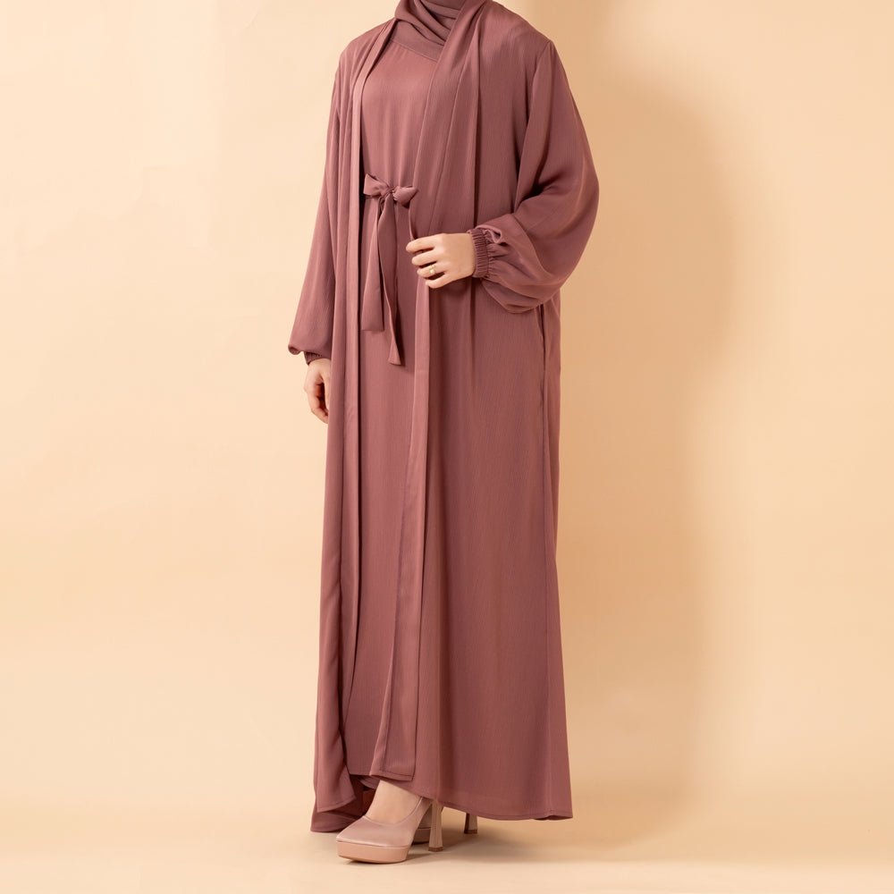 Premium Nida Zoom Open Abaya 3-Piece Set (MOA239) Mariam's Collection