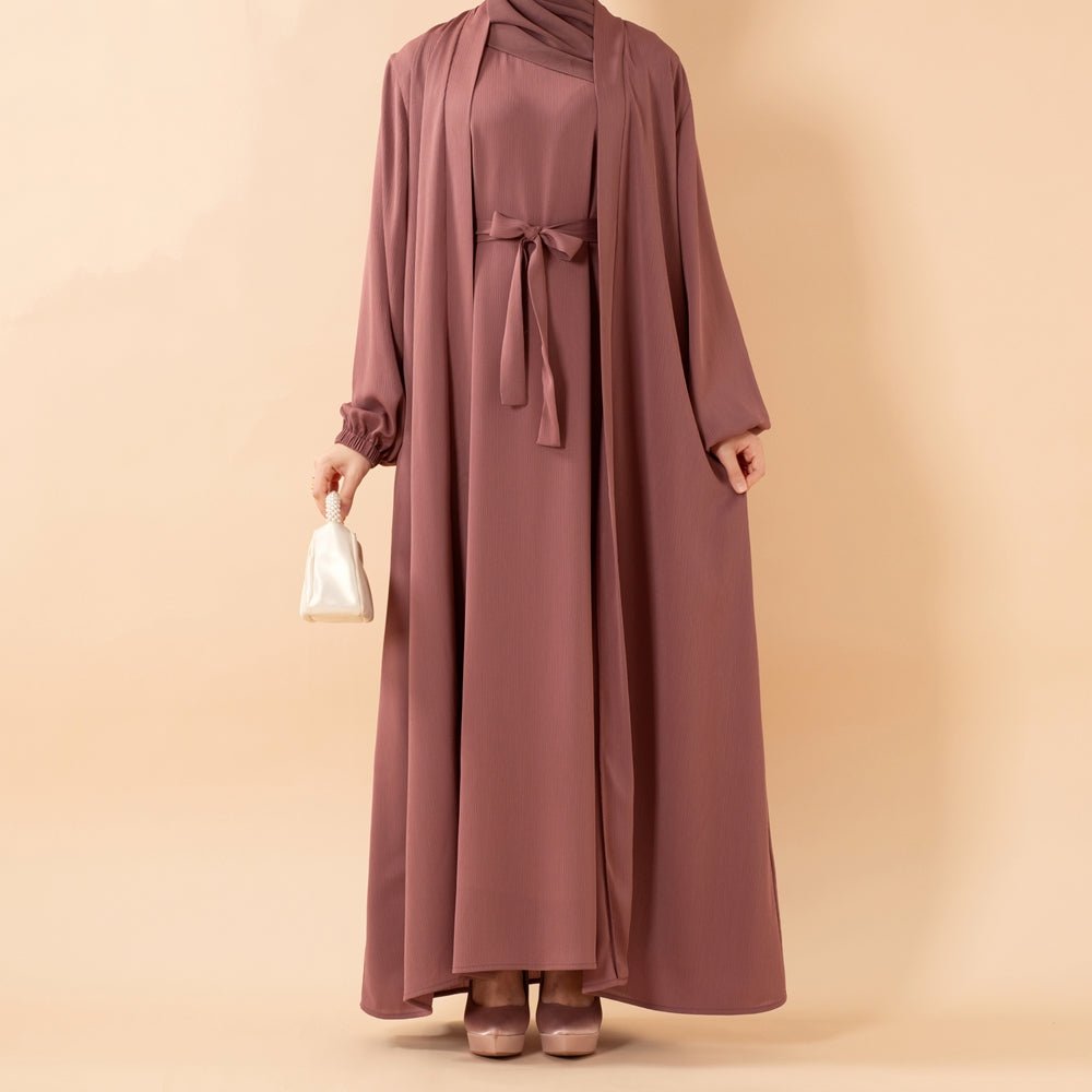 Premium Nida Zoom Open Abaya 3-Piece Set (MOA239) Mariam's Collection