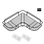 Premium Quality Bathroom Kitchen Punch Corner Frame Shower Shelf Wrought Iron Shampoo Storage Rack Holder with Suction Cup Bathroom Accessories Stevvex