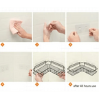 Premium Quality Bathroom Kitchen Punch Corner Frame Shower Shelf Wrought Iron Shampoo Storage Rack Holder with Suction Cup Bathroom Accessories Stevvex