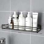 Premium Quality Bathroom Kitchen Punch Corner Frame Shower Shelf Wrought Iron Shampoo Storage Rack Holder with Suction Cup Bathroom Accessories Stevvex