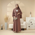 Premium Ribbon Sleeve Abaya: An Elegant Four-piece Abaya Set (MOA105)