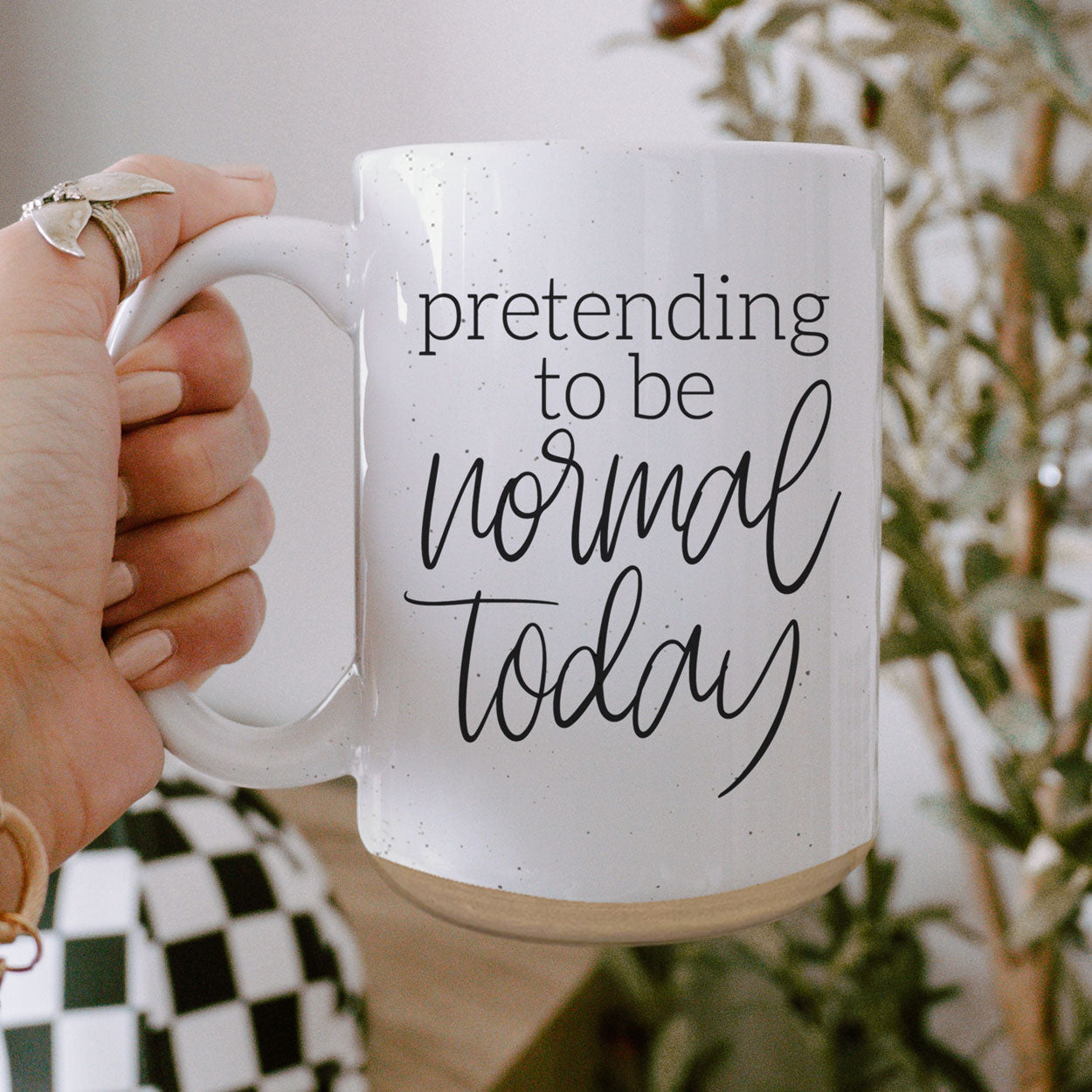 Funny Pretending To Be Normal Today 16oz Ceramic Coffee Mug Office Gift BandsCo Straps