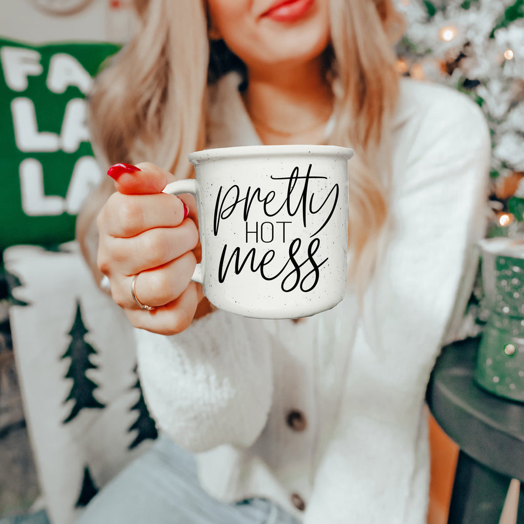 Pretty Hot Mess 14.5oz Ceramic Coffee Mug Funny Hot Mess Quote Cup For Home Office And Travel BandsCo Straps