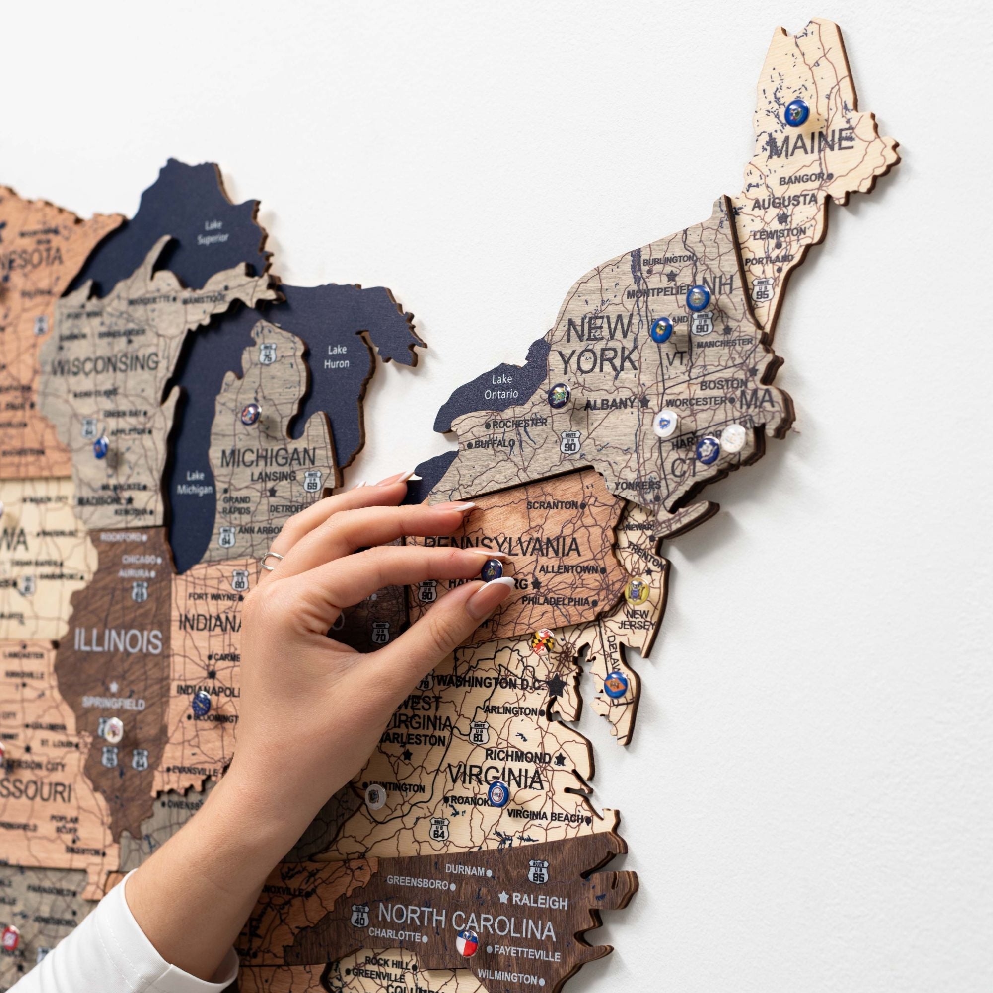 Wooden 3d Map of USA - Smokey - SJB-DIAMOND ELITES