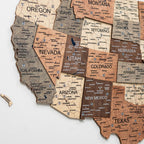 Wooden 3d Map of USA - Smokey - SJB-DIAMOND ELITES