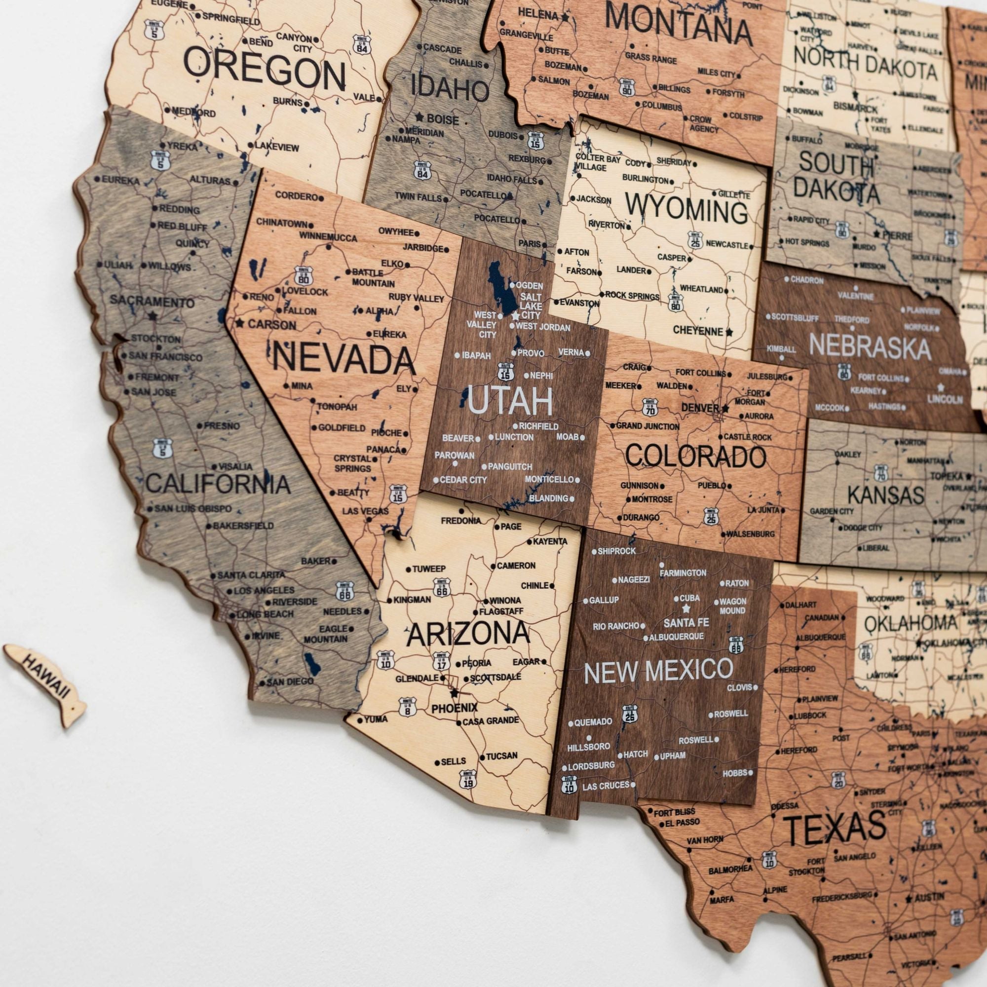 Wooden 3d Map of USA - Smokey - SJB-DIAMOND ELITES