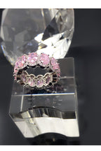 Princess Pink Eternity Ring Sterling Silver CZ Band