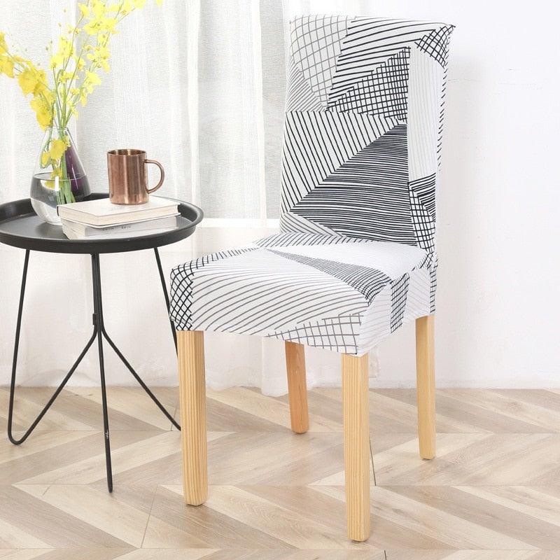 Print Pattened Dining Chair Cover Spandex Elastic Chair Slipcover Stretch Case For Chairs Wedding Hotel Banquet  Fit Stretch Short Dining Room Chair Covers with Printed Pattern Banquet Chair Seat Protector Slipcover For Home Party Hotel Wedding Ceremony Stevvex