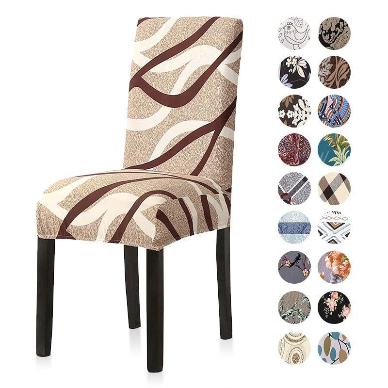Print Pattened Dining Chair Cover Spandex Elastic Chair Slipcover Stretch Case For Chairs Wedding Hotel Banquet  Fit Stretch Short Dining Room Chair Covers with Printed Pattern Banquet Chair Seat Protector Slipcover For Home Party Hotel Wedding Ceremony Stevvex