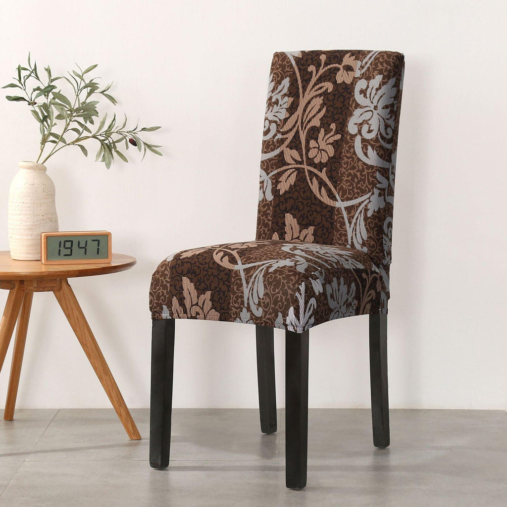 Print Pattened Dining Chair Cover Spandex Elastic Chair Slipcover Stretch Case For Chairs Wedding Hotel Banquet  Fit Stretch Short Dining Room Chair Covers with Printed Pattern Banquet Chair Seat Protector Slipcover For Home Party Hotel Wedding Ceremony Stevvex