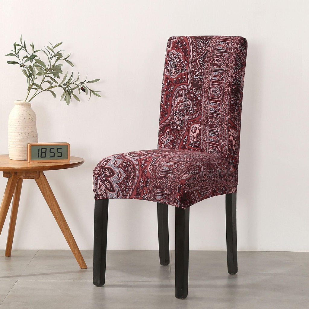 Print Pattened Dining Chair Cover Spandex Elastic Chair Slipcover Stretch Case For Chairs Wedding Hotel Banquet  Fit Stretch Short Dining Room Chair Covers with Printed Pattern Banquet Chair Seat Protector Slipcover For Home Party Hotel Wedding Ceremony Stevvex