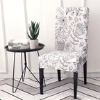 Print Pattened Dining Chair Cover Spandex Elastic Chair Slipcover Stretch Case For Chairs Wedding Hotel Banquet  Fit Stretch Short Dining Room Chair Covers with Printed Pattern Banquet Chair Seat Protector Slipcover For Home Party Hotel Wedding Ceremony Stevvex