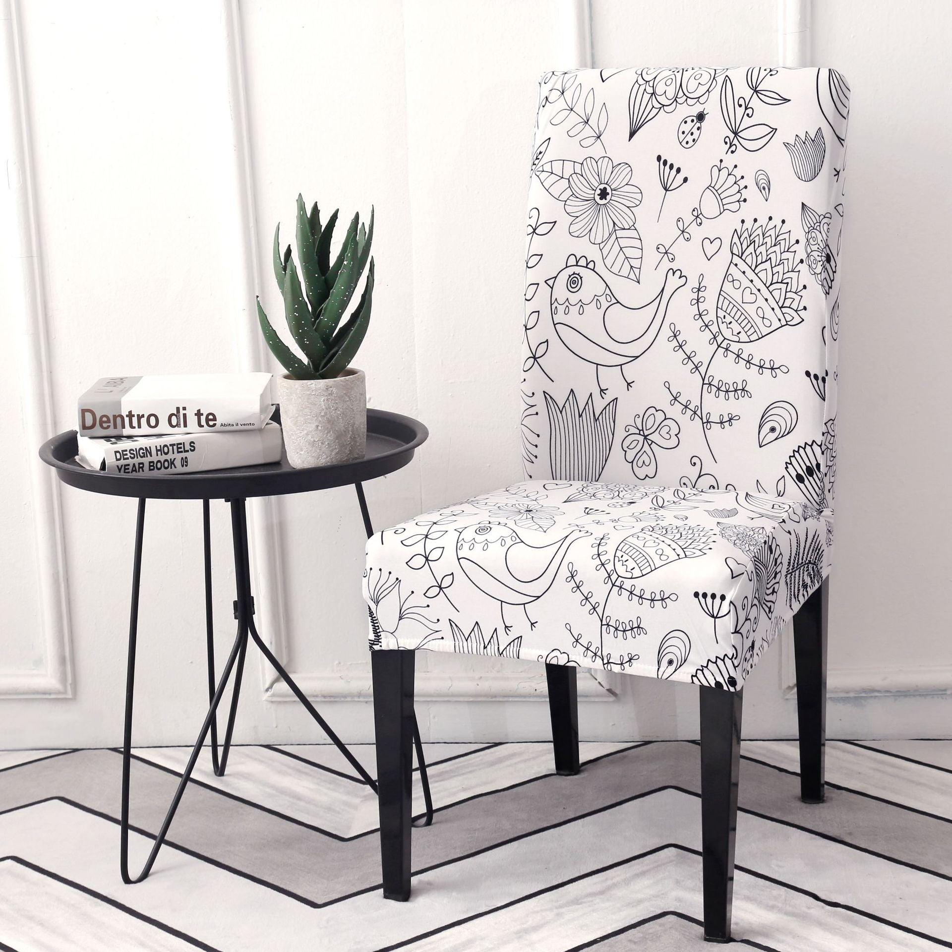 Print Pattened Dining Chair Cover Spandex Elastic Chair Slipcover Stretch Case For Chairs Wedding Hotel Banquet  Fit Stretch Short Dining Room Chair Covers with Printed Pattern Banquet Chair Seat Protector Slipcover For Home Party Hotel Wedding Ceremony Stevvex