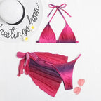 Print Swimsuit 3 Piece Mesh Bikini Set  Women's Ribbed Floral Bikini Set Tie Side Swimsuit Cover Ups Daisy Butterfly Print Three Piece Bikini Swimwear Triangle Micro Bikini String Halter Swimwear Women Low Waist Bathing Suit Stevvex