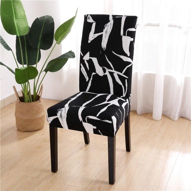 Printed Chair Cover Spandex Stretch Durable Soft Seat Chair Covers Slipcovers for Kitchen Dining Room Wedding Banquet Hotel  Chair Covers for Dining Room Stretch Spandex Removable Washable Anti-dust Seat Slipcover  Protector for Hotel Office Ceremony Stevvex