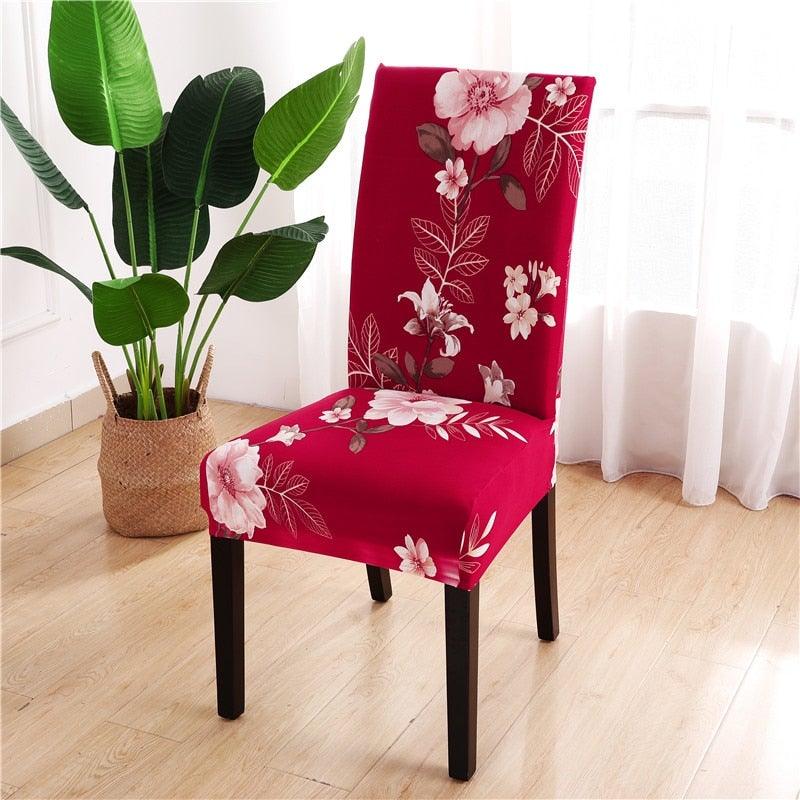 Printed Chair Cover Spandex Stretch Durable Soft Seat Chair Covers Slipcovers for Kitchen Dining Room Wedding Banquet Hotel  Chair Covers for Dining Room Stretch Spandex Removable Washable Anti-dust Seat Slipcover  Protector for Hotel Office Ceremony Stevvex
