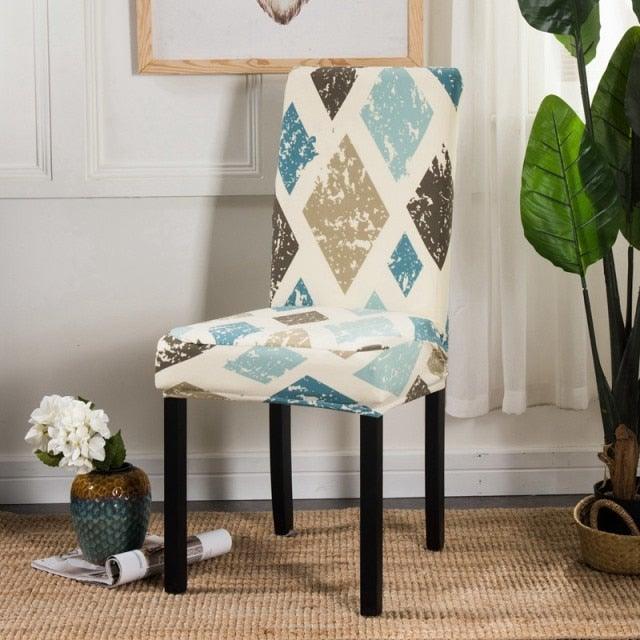 Printed Chair Cover Spandex Stretch Durable Soft Seat Chair Covers Slipcovers for Kitchen Dining Room Wedding Banquet Hotel  Chair Covers for Dining Room Stretch Spandex Removable Washable Anti-dust Seat Slipcover  Protector for Hotel Office Ceremony Stevvex