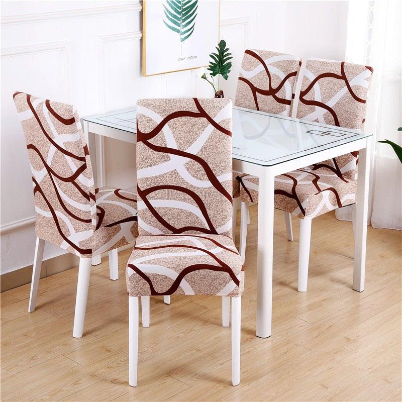 Printed Chair Cover Spandex Stretch Durable Soft Seat Chair Covers Slipcovers for Kitchen Dining Room Wedding Banquet Hotel  Chair Covers for Dining Room Stretch Spandex Removable Washable Anti-dust Seat Slipcover  Protector for Hotel Office Ceremony Stevvex