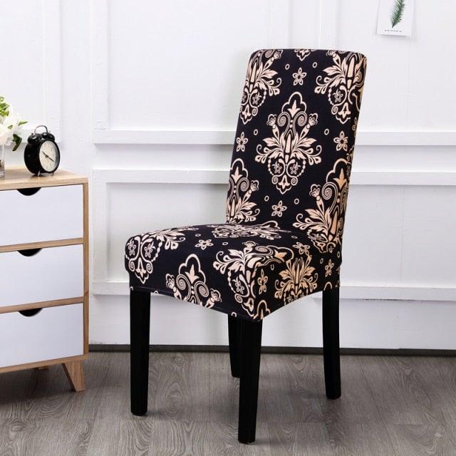 Printed Chair Cover Spandex Stretch Durable Soft Seat Chair Covers Slipcovers for Kitchen Dining Room Wedding Banquet Hotel  Chair Covers for Dining Room Stretch Spandex Removable Washable Anti-dust Seat Slipcover  Protector for Hotel Office Ceremony Stevvex