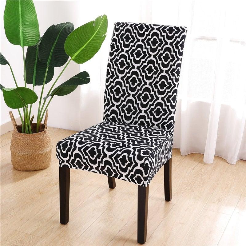 Printed Chair Cover Spandex Stretch Durable Soft Seat Chair Covers Slipcovers for Kitchen Dining Room Wedding Banquet Hotel  Chair Covers for Dining Room Stretch Spandex Removable Washable Anti-dust Seat Slipcover  Protector for Hotel Office Ceremony Stevvex