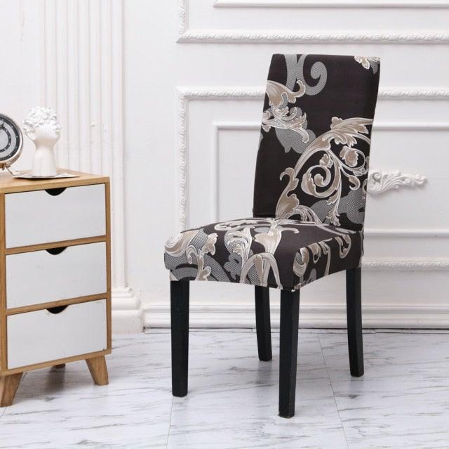 Printed Chair Cover Spandex Stretch Durable Soft Seat Chair Covers Slipcovers for Kitchen Dining Room Wedding Banquet Hotel  Chair Covers for Dining Room Stretch Spandex Removable Washable Anti-dust Seat Slipcover  Protector for Hotel Office Ceremony Stevvex