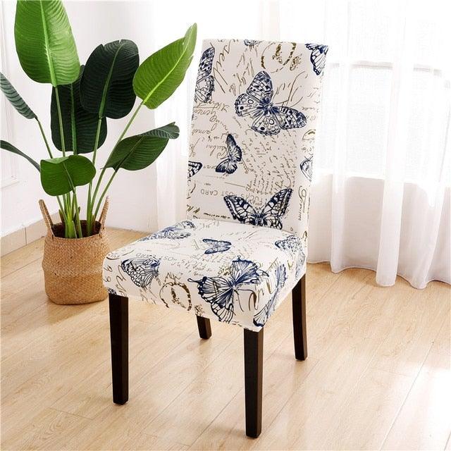 Printed Chair Cover Spandex Stretch Durable Soft Seat Chair Covers Slipcovers for Kitchen Dining Room Wedding Banquet Hotel  Chair Covers for Dining Room Stretch Spandex Removable Washable Anti-dust Seat Slipcover  Protector for Hotel Office Ceremony Stevvex
