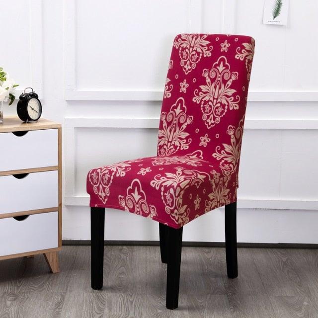 Printed Chair Cover Spandex Stretch Durable Soft Seat Chair Covers Slipcovers for Kitchen Dining Room Wedding Banquet Hotel  Chair Covers for Dining Room Stretch Spandex Removable Washable Anti-dust Seat Slipcover  Protector for Hotel Office Ceremony Stevvex