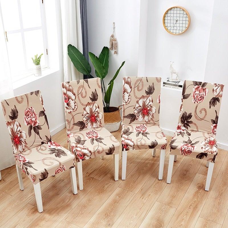 Printed Polyester Fabric Chair Cover Washable Chair Covers Seat Slipcovers Stretch Dining Seat Case For Home Stretch Removable Washable Dining Room Chair Protector Slipcovers/Home Decor Dining Room Seat Cover Multiple Styles Stevvex