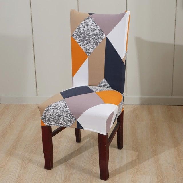 Printed Polyester Fabric Chair Cover Washable Chair Covers Seat Slipcovers Stretch Dining Seat Case For Home Stretch Removable Washable Dining Room Chair Protector Slipcovers/Home Decor Dining Room Seat Cover Multiple Styles Stevvex