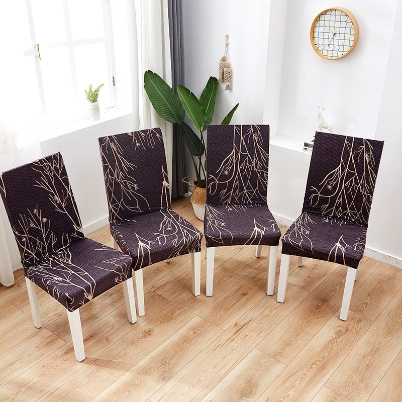 Printed Polyester Fabric Chair Cover Washable Chair Covers Seat Slipcovers Stretch Dining Seat Case For Home Stretch Removable Washable Dining Room Chair Protector Slipcovers/Home Decor Dining Room Seat Cover Multiple Styles Stevvex