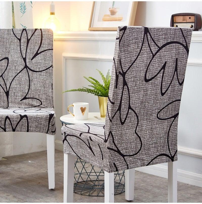 Printed Polyester Fabric Chair Cover Washable Chair Covers Seat Slipcovers Stretch Dining Seat Case For Home Stretch Removable Washable Dining Room Chair Protector Slipcovers/Home Decor Dining Room Seat Cover Multiple Styles Stevvex