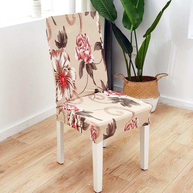 Printed Polyester Fabric Chair Cover Washable Chair Covers Seat Slipcovers Stretch Dining Seat Case For Home Stretch Removable Washable Dining Room Chair Protector Slipcovers/Home Decor Dining Room Seat Cover Multiple Styles Stevvex
