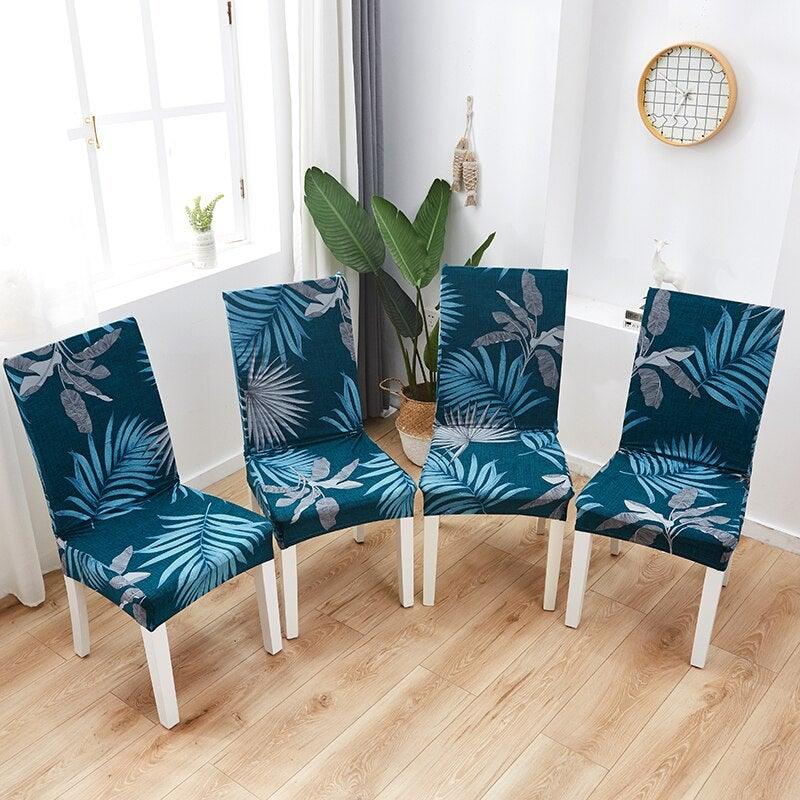Printed Polyester Fabric Chair Cover Washable Chair Covers Seat Slipcovers Stretch Dining Seat Case For Home Stretch Removable Washable Dining Room Chair Protector Slipcovers/Home Decor Dining Room Seat Cover Multiple Styles Stevvex