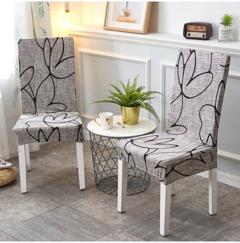 Printed Polyester Fabric Chair Cover Washable Chair Covers Seat Slipcovers Stretch Dining Seat Case For Home Stretch Removable Washable Dining Room Chair Protector Slipcovers/Home Decor Dining Room Seat Cover Multiple Styles Stevvex