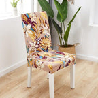 Printed Polyester Fabric Chair Cover Washable Chair Covers Seat Slipcovers Stretch Dining Seat Case For Home Stretch Removable Washable Dining Room Chair Protector Slipcovers/Home Decor Dining Room Seat Cover Multiple Styles Stevvex