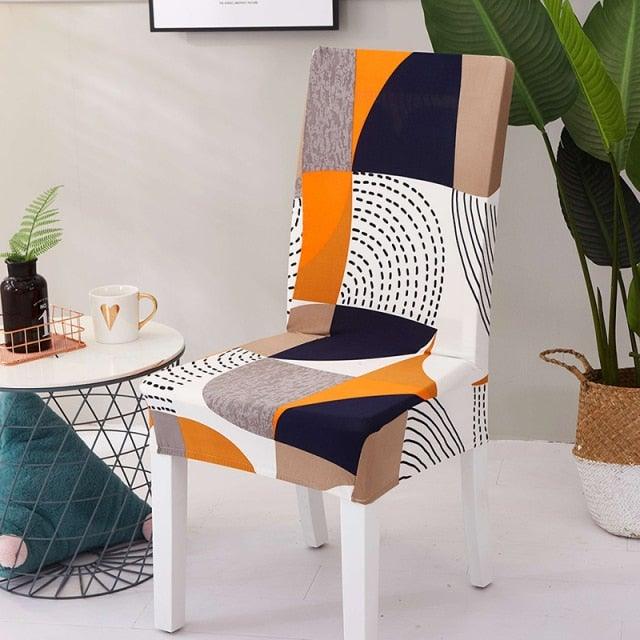 Printed Polyester Fabric Chair Cover Washable Chair Covers Seat Slipcovers Stretch Dining Seat Case For Home Stretch Removable Washable Dining Room Chair Protector Slipcovers/Home Decor Dining Room Seat Cover Multiple Styles Stevvex