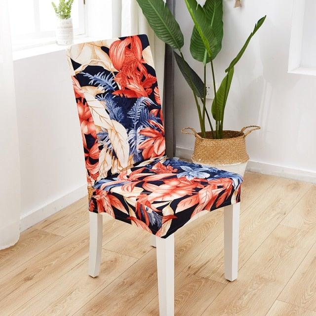 Printed Polyester Fabric Chair Cover Washable Chair Covers Seat Slipcovers Stretch Dining Seat Case For Home Stretch Removable Washable Dining Room Chair Protector Slipcovers/Home Decor Dining Room Seat Cover Multiple Styles Stevvex