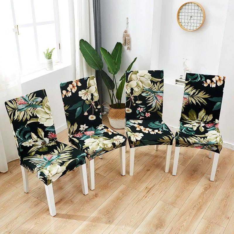 Printed Polyester Fabric Chair Cover Washable Chair Covers Seat Slipcovers Stretch Dining Seat Case For Home Stretch Removable Washable Dining Room Chair Protector Slipcovers/Home Decor Dining Room Seat Cover Multiple Styles Stevvex