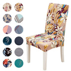 Printed Polyester Fabric Chair Cover Washable Chair Covers Seat Slipcovers Stretch Dining Seat Case For Home Stretch Removable Washable Dining Room Chair Protector Slipcovers/Home Decor Dining Room Seat Cover Multiple Styles Stevvex