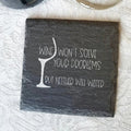 Slate Coaster Hand-Stamped Artisan Drink Coaster With Cork Feet - USA Slate BandsCo Straps