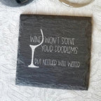 Slate Coaster Hand-Stamped Artisan Drink Coaster With Cork Feet - USA Slate BandsCo Straps