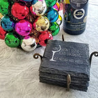 Slate Coaster Hand-Stamped Artisan Drink Coaster With Cork Feet - USA Slate BandsCo Straps