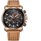Men's Waterproof Modern Watch With Leather Belts, Stainless Steel Case Excellent Look Perfect Gift Stevvex