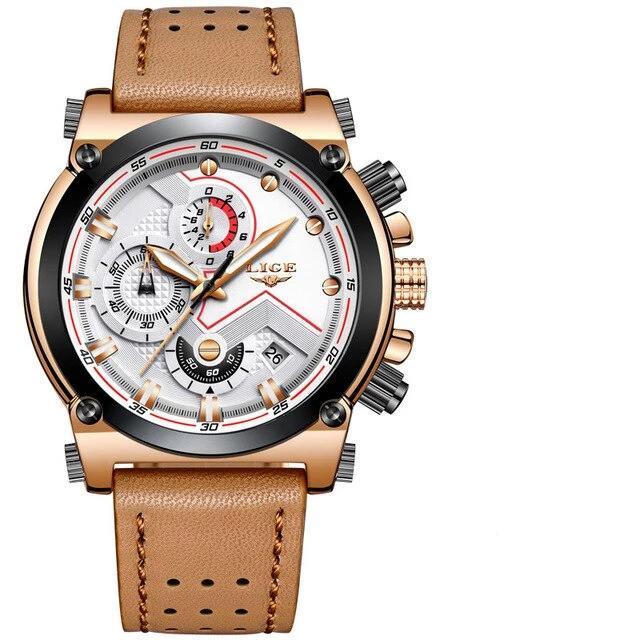 Men's Waterproof Modern Watch With Leather Belts, Stainless Steel Case Excellent Look Perfect Gift Stevvex