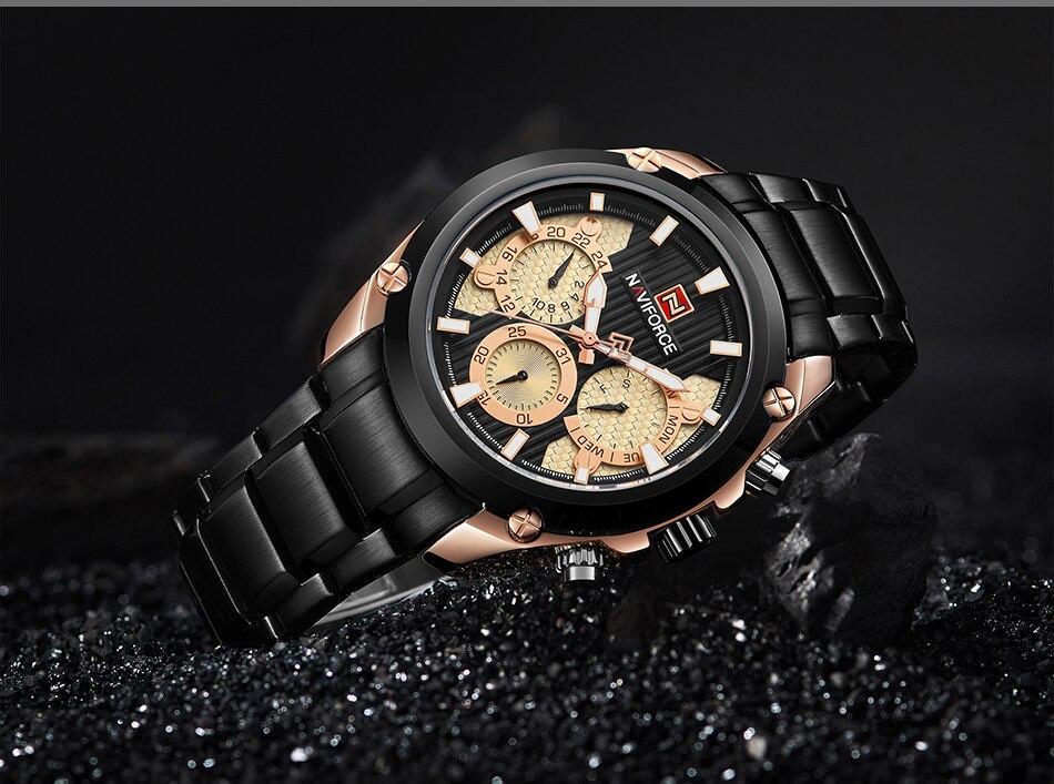 Men's  Waterproof Stainless Steel Watch With Chronometers Business Style Wristwatch Unique Design Perfect Gift - SJB-DIAMOND ELITES