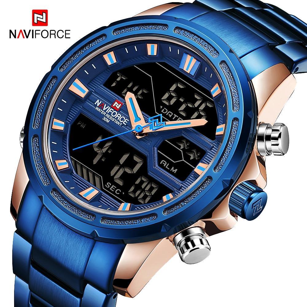 Mens Wrist Watch, Waterproof Analog Digital Watches Multifunction Stainless Steel Business Watches For Man Perfect Gift - SJB-DIAMOND ELITES