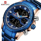 Mens Wrist Watch, Waterproof Analog Digital Watches Multifunction Stainless Steel Business Watches For Man Perfect Gift - SJB-DIAMOND ELITES