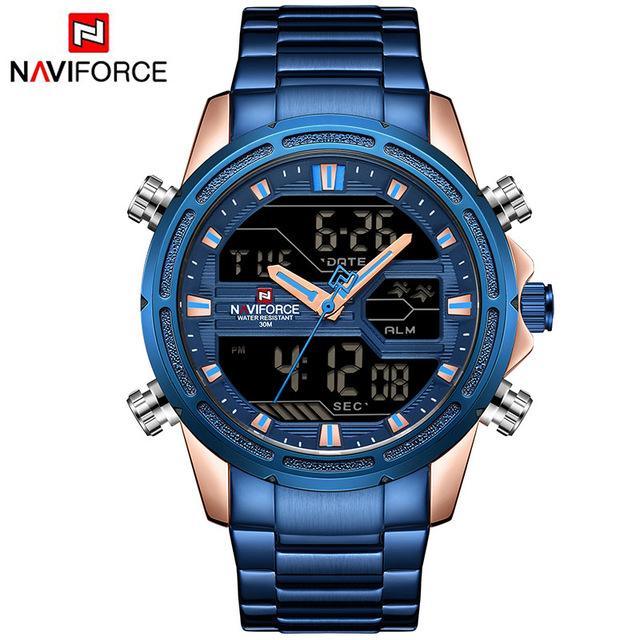 Mens Wrist Watch, Waterproof Analog Digital Watches Multifunction Stainless Steel Business Watches For Man Perfect Gift - SJB-DIAMOND ELITES