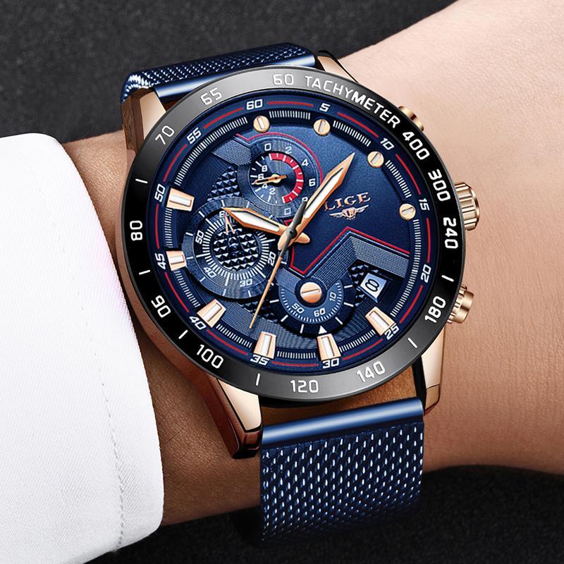 Men's Sports Waterproof Watch With  Stainless Steel Bracelet Unique Design Perfect Gift For Your Man Stevvex